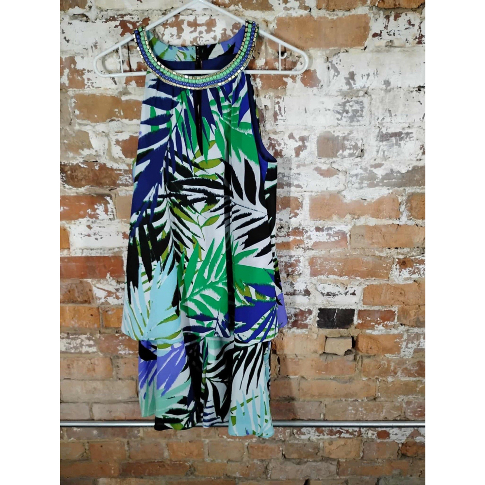 Vince Camuto size 8 Beaded Halter Romper Skort Dress